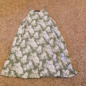 Green & white floral mini dress
